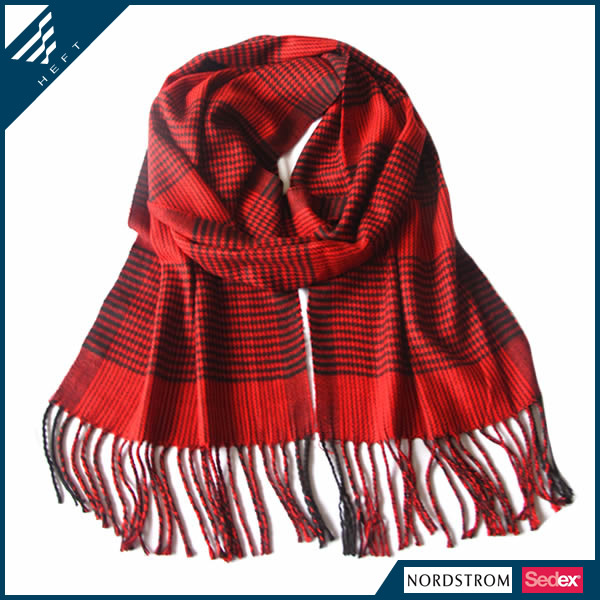 2014新款红色色织条纹围巾